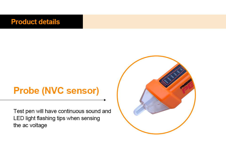 Current Measurement Contactless Voltage Detector Sound / LED Alarm High Safety Standard