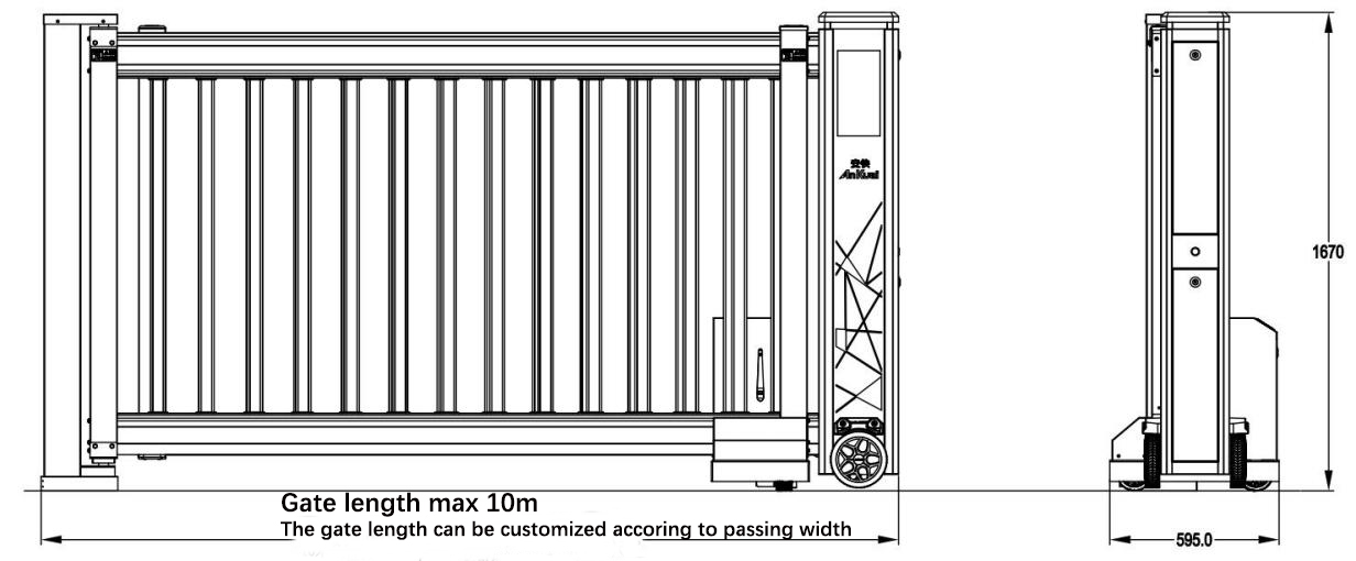Ankuai High Security Retractable Sliding Gate Automatic Telescopic Sliding Driveway Gate