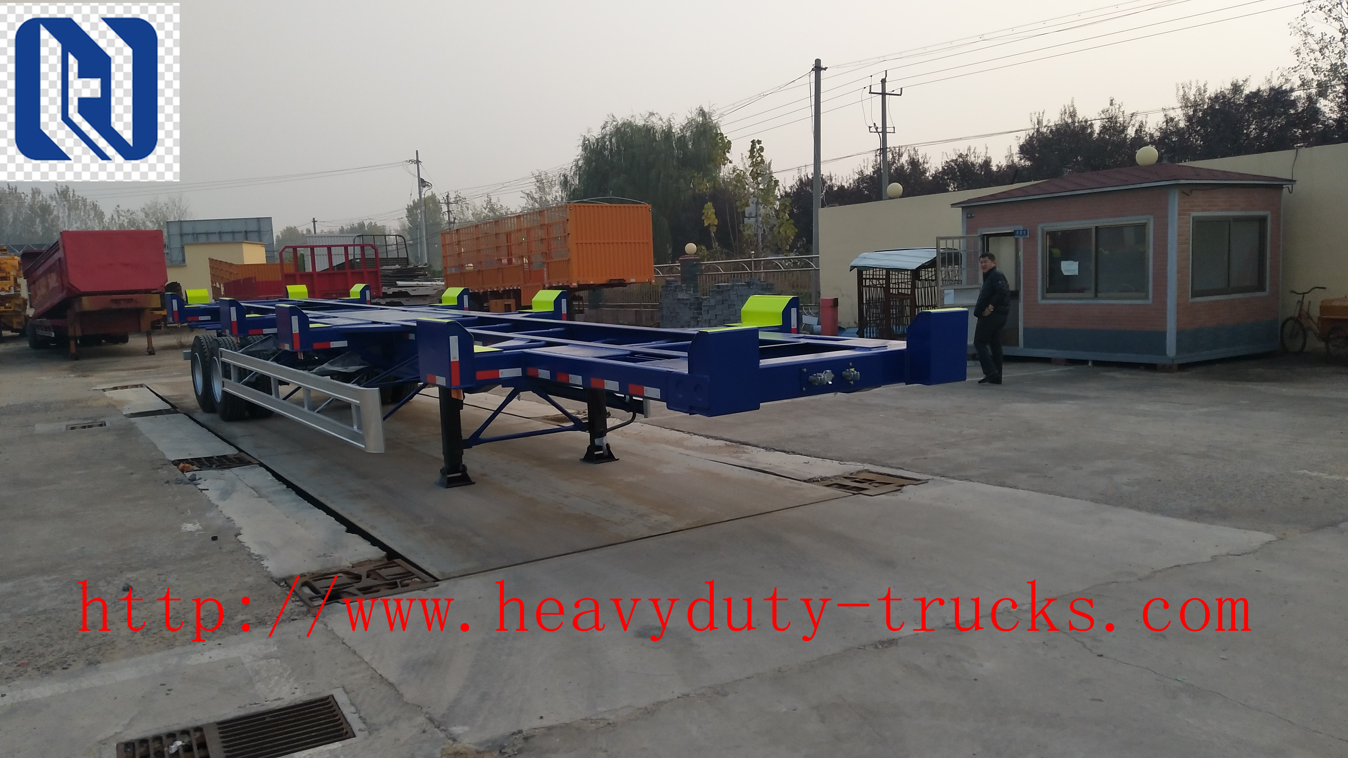 Sino Truk Double Containers Semi Trailer Trucks , Red Diesel Truck Trailer
