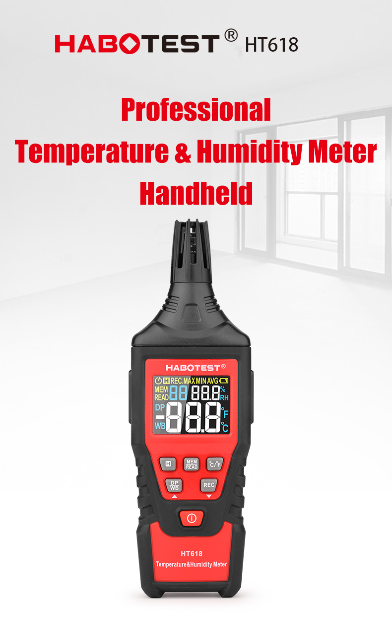60 Celsius Digital Temp And Humidity Meter , Temperature And Humidity Thermometer