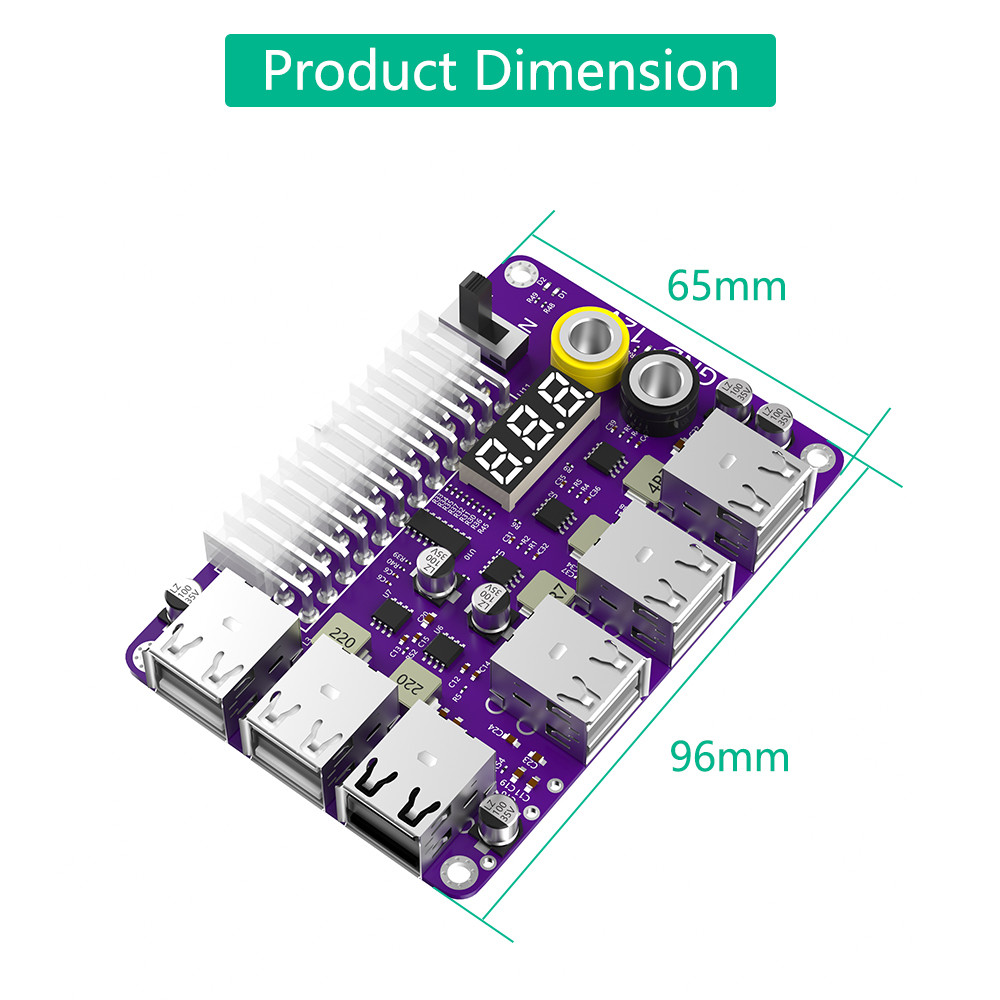 ATX 24 Pin Power Supply Breakout Board with Acrylic Case Kit 3 Digit LED Display 12- port USB 2.0 & QC 2.0/ 3.0 & 12V Output