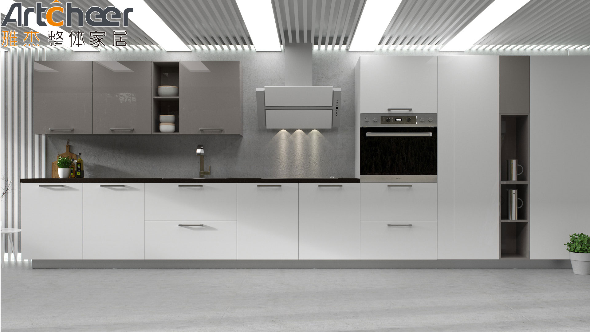 Smart Luxury Style Kitchen Cabinet Furniture White Island Set With Modern Design