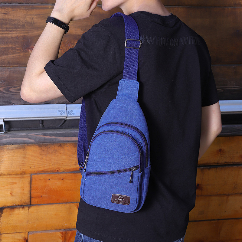 Men Sling Crossbody Bag Sports Chest Picnic Canvas Messenger Bag