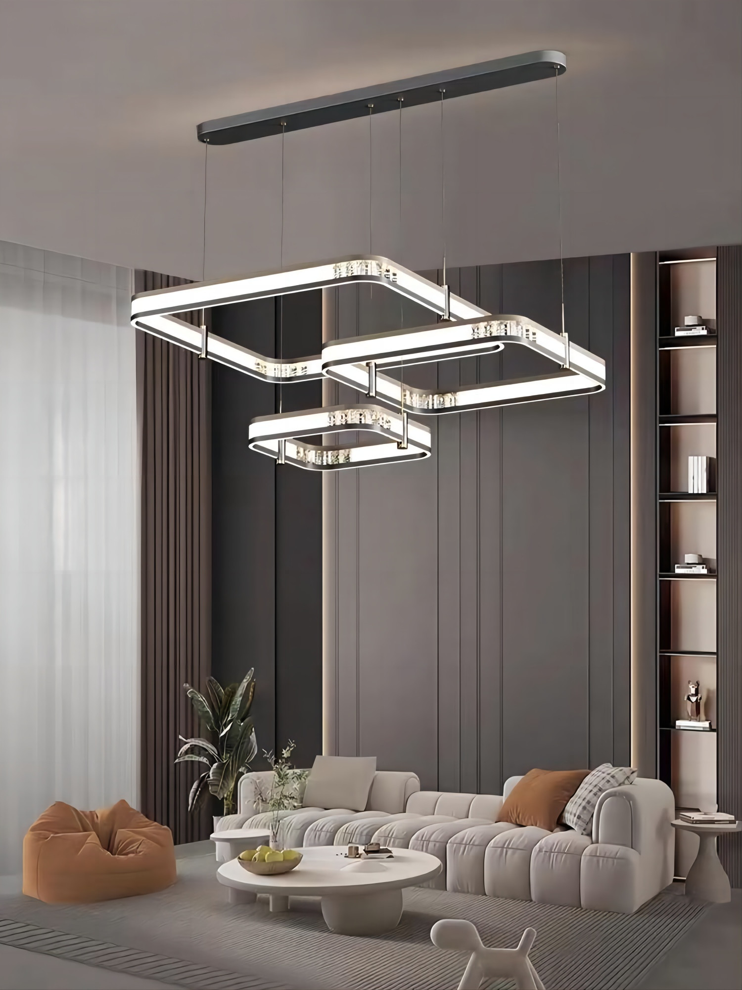 Acrylic Lampshade Waltz Chandelier Tri-Color LED 270W 250W