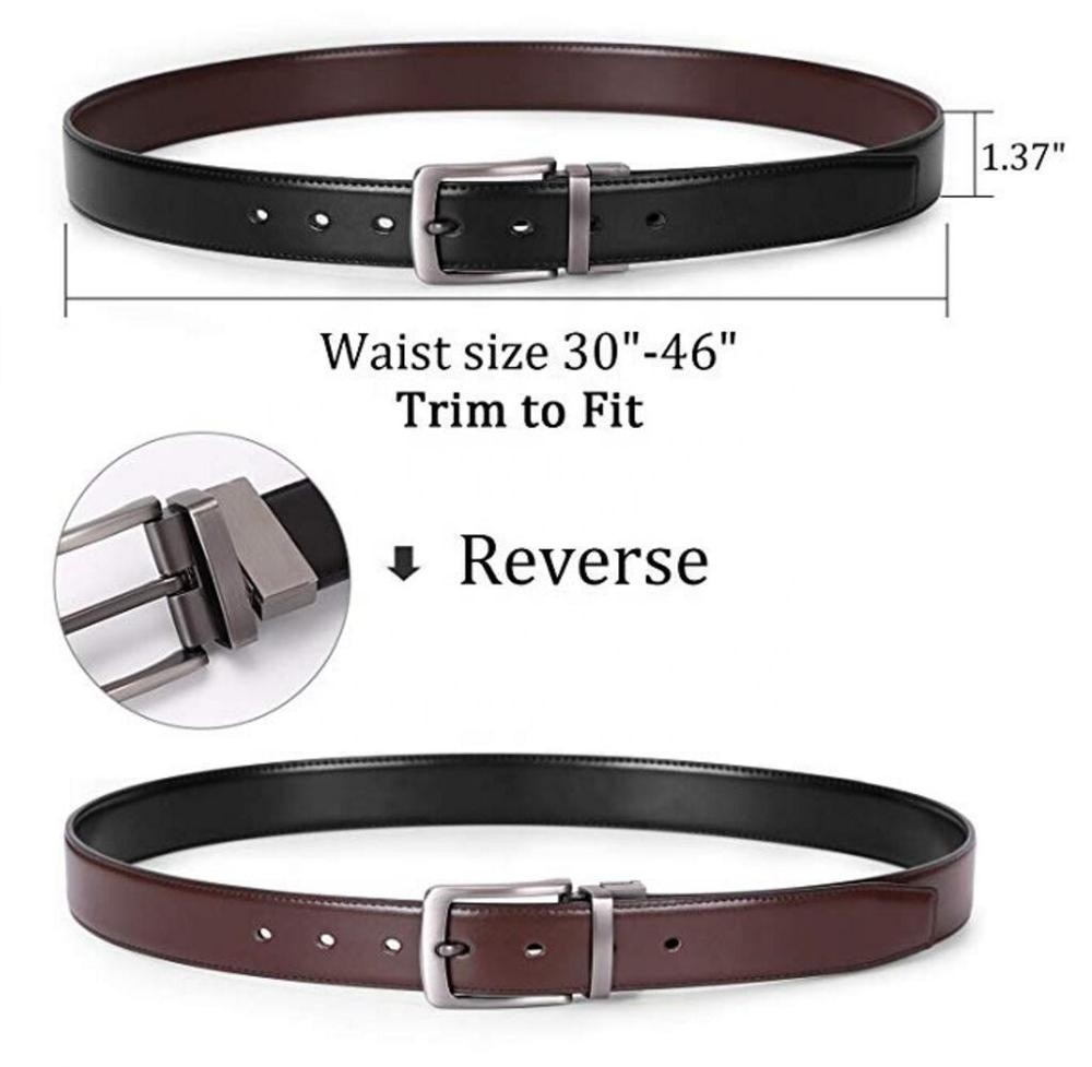 Double Sides Rotatable Fake Leather Belt 3.5cm Jeans Pants Pin Buckle Belt