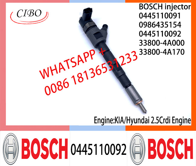 BOSCH Common Rail Injector 0445110091 0986435154 0445110092 33800-4A000 33800-4A170 0445110274 for KIA/HYUNDAI 2.5CRDi