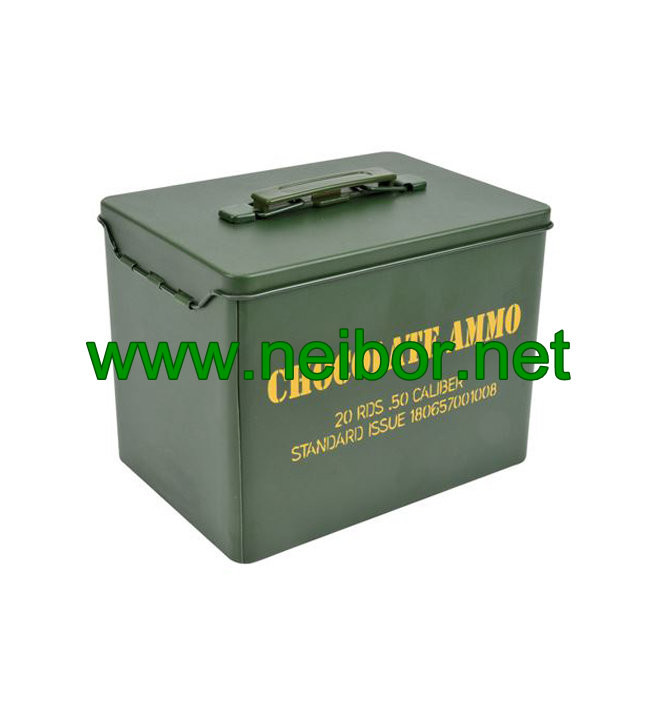 Lockable stackable and Reusable Small Chocolate Ammo Can fake military metal case