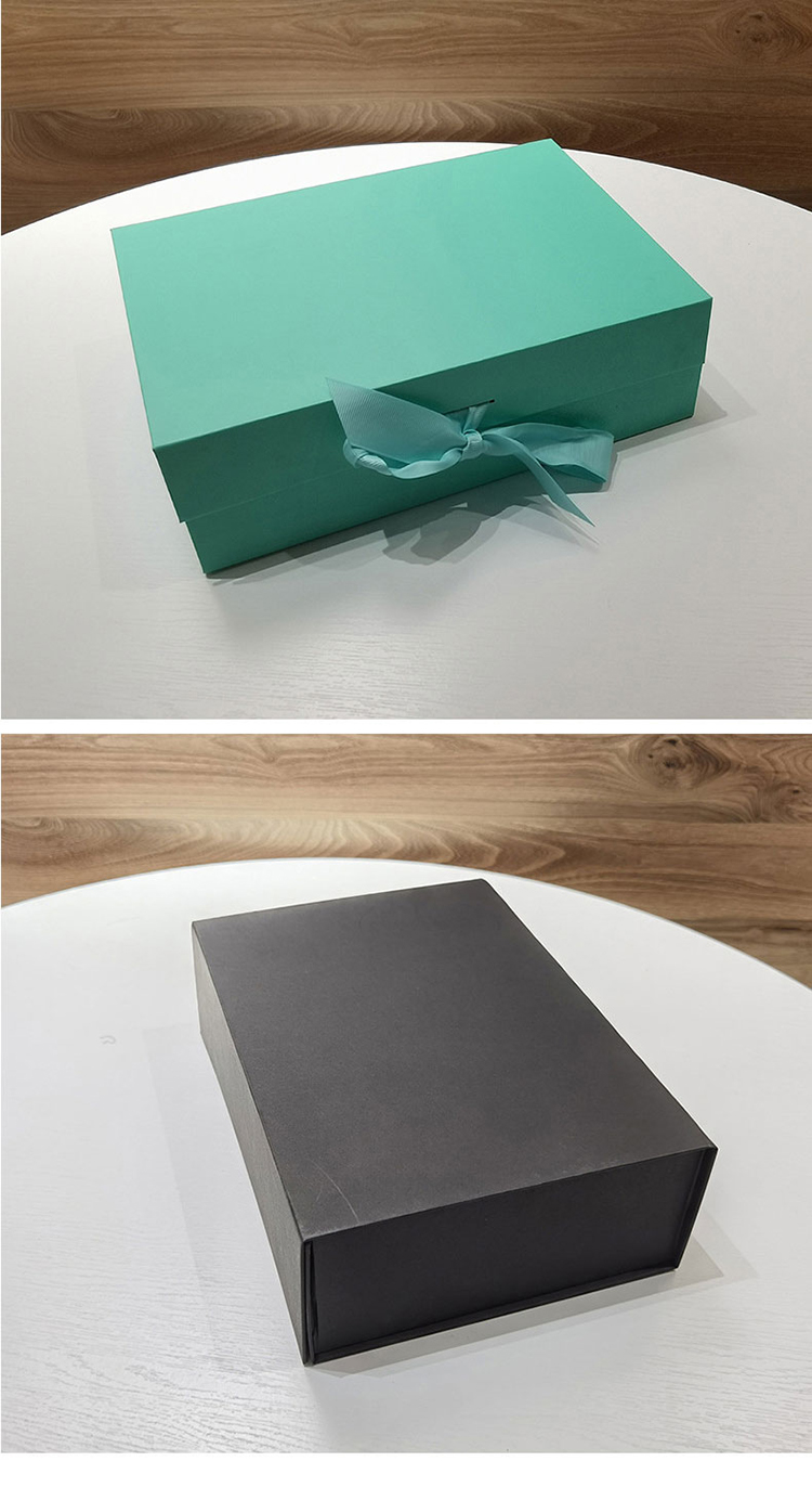 Cardboard gift box Folding Paper Flat Packing Luxury Magnetic Gift Box with ribbon for clothing and shoes