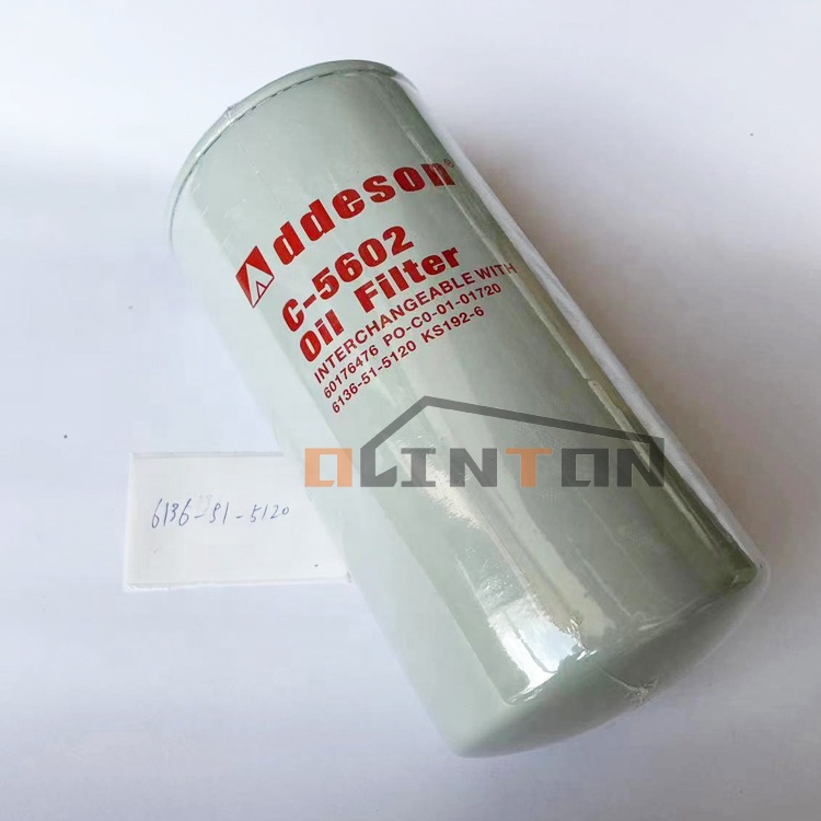 Construction Works 6136-51-5120 Oil Filter for KOMATSU Excavator Parts 6136-51-5120