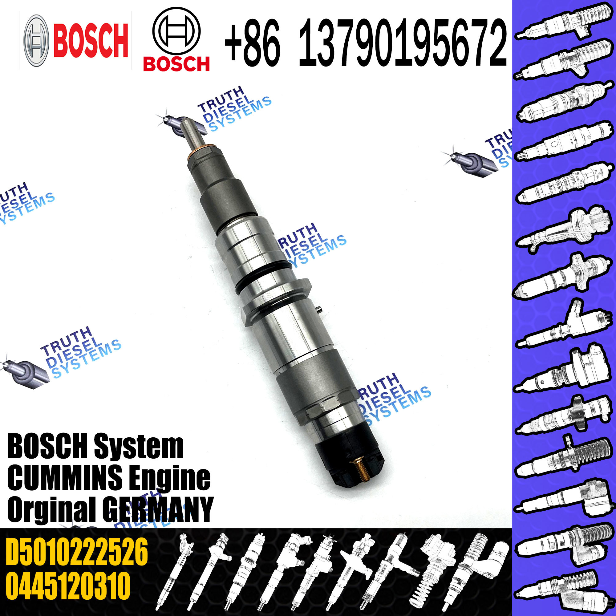Fuel injector 0445120310 For Gummins D5010222526