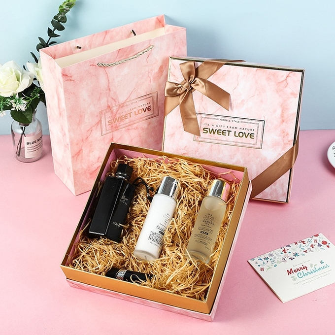 Three Colors Square Rigid Shoulder Box Packaging For Surprise Gift