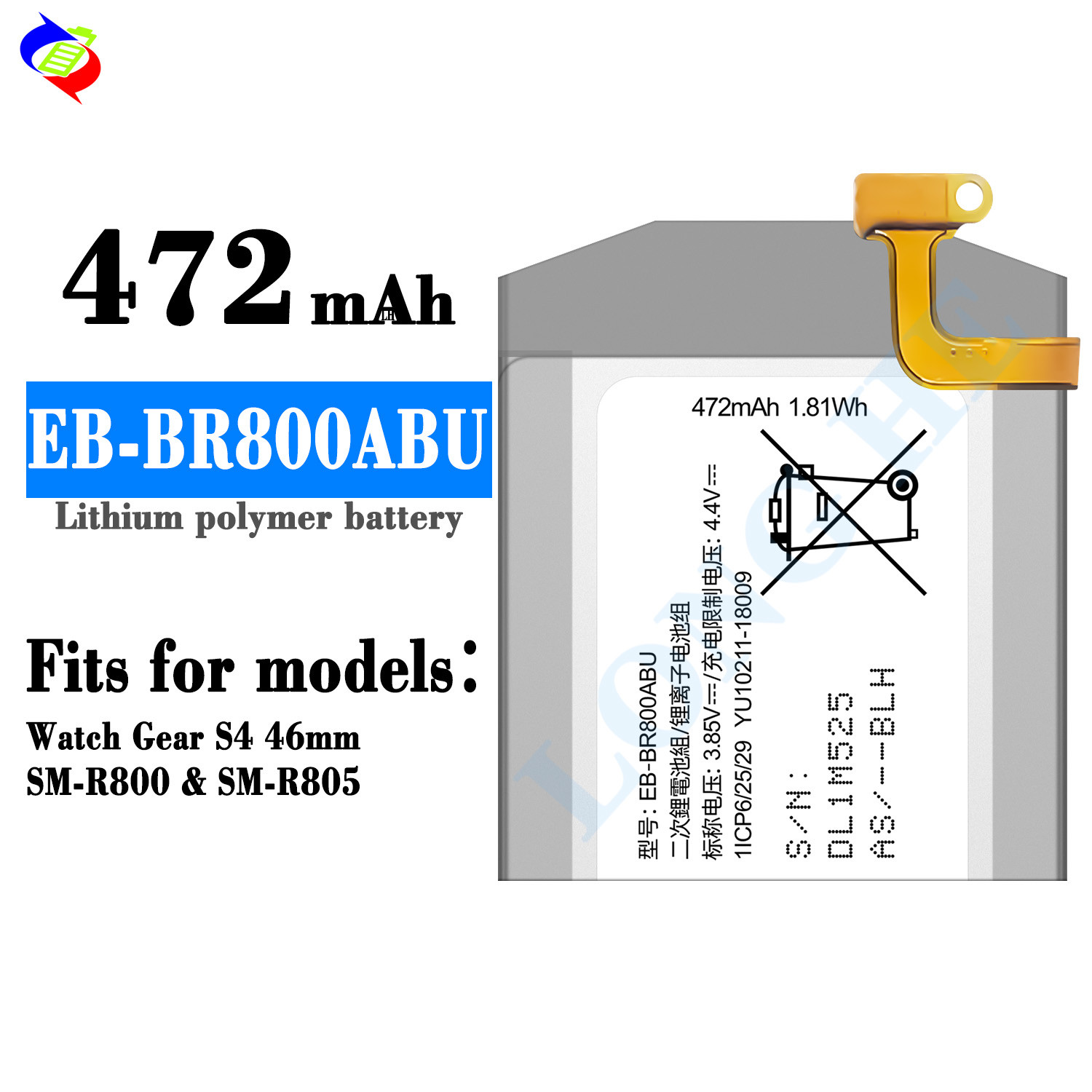 EB-BR800ABU For Samsung Gear S4 SM-R800 SM-R805 SM-R810 46mm Smart-Watch Replacement Battery 472mAh