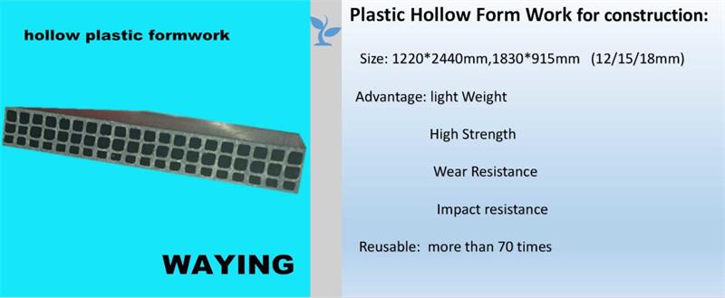 Durable 915mm Hollow Plastic Formwork For Building Formwork