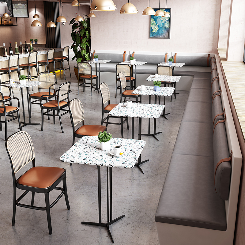 Cafe Style Dessert Shop Restaurant Dining Table And Chairs 100CM 110CM 120CM