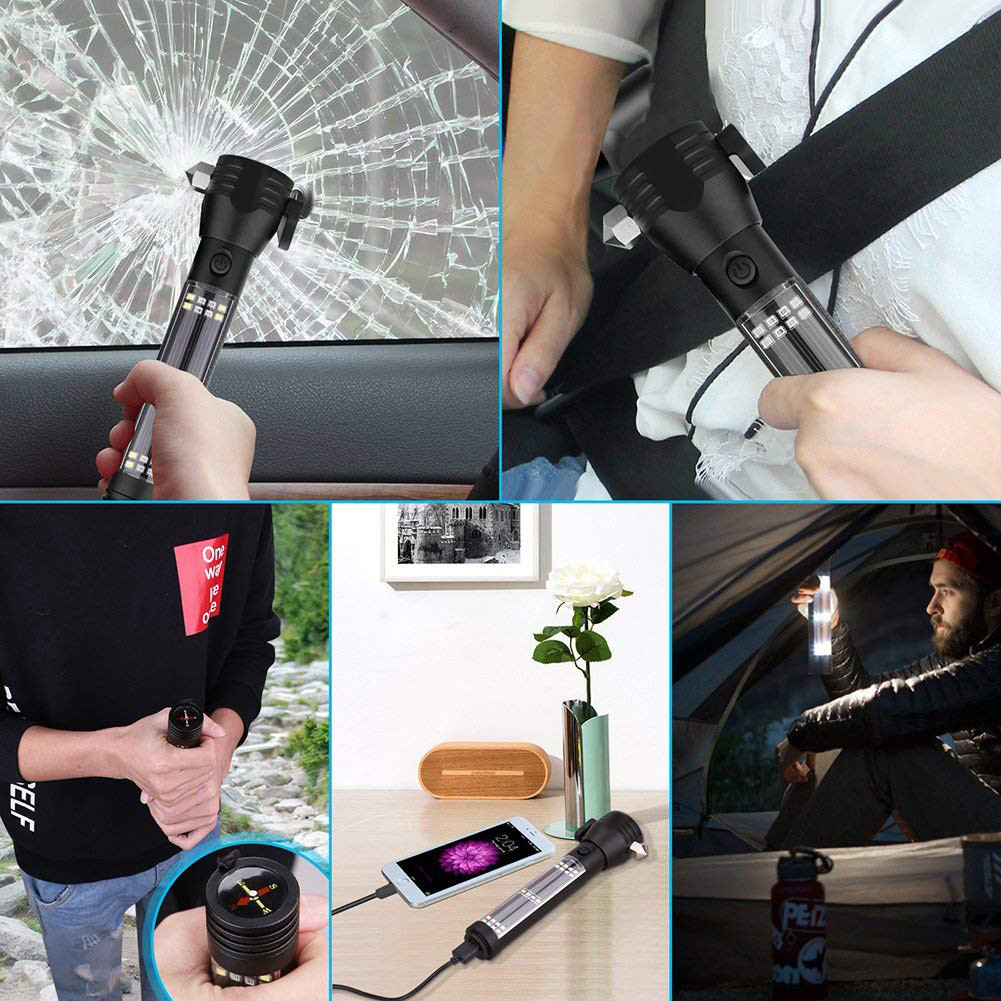 Phone Charger 380lm 200m Handheld Solar Flashlights With 2000mAh Battery