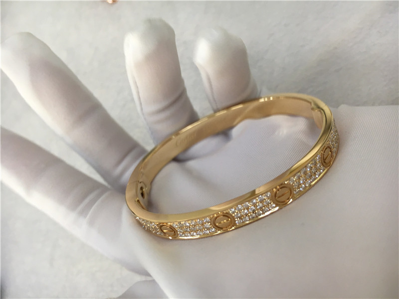 Diamond High End Custom Jewelry Love Bracelet 18K Yellow Gold