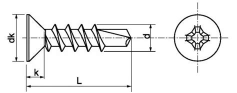 Stainless Steel A2 Phillips Square Drive Self Drilling Screws Double Countersunk Head W/4 Ribs