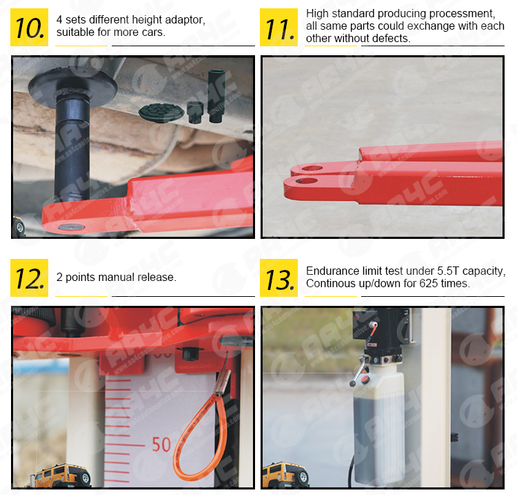 AA4C Hydraulic two post lift AA-2PFP45 floorplate version , 4.5T 8 fold profile column new carriage