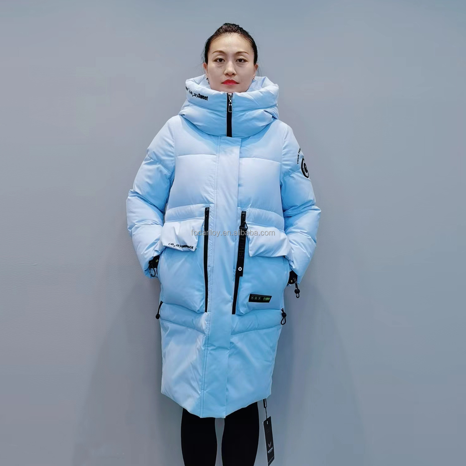 FODARLLOY F22518 Ladies Warm Hooded Cotton-padded Clothes Women Slim Long Winter Jackets Women Coats