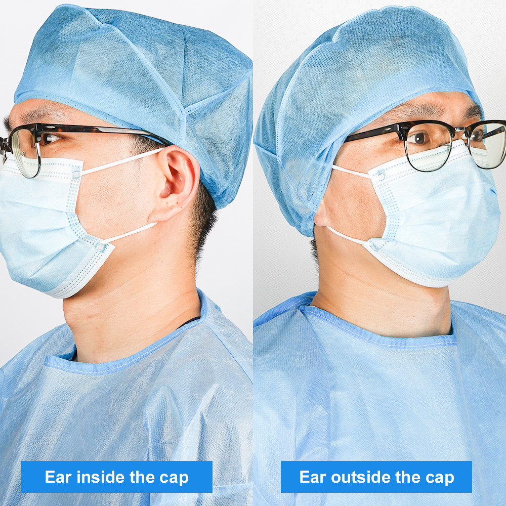 Anti Dust Medical Surgical Cap Hat Head Cover , Mob Bouffant Cap Doctor Nonwoven Cap
