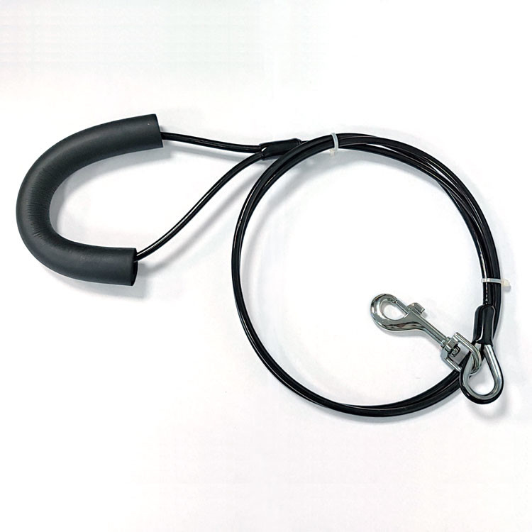 PVC Coated Adjustable Tie-Out Outdoor Steel Core Steel Wire Two Hook For Dog