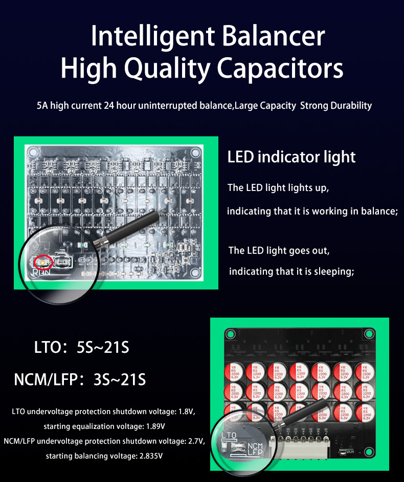 5S 6S 7S 12V 24V Active Balancer 150A 100A 200A 300A LFP / Lithium Battery Protection Board