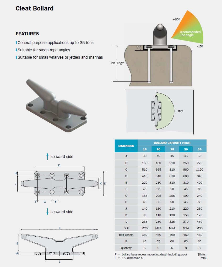 Horn Bollard Marine Mooring Equipment 40 Ton Cast Stainless Steel Material