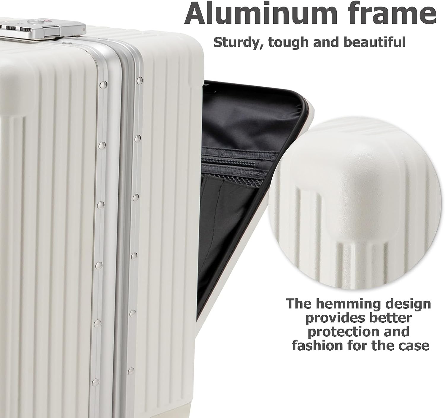20in Aluminium Frame Hardside Spinner Wheel Luggage, Built-In TSA lock Carry on Suitcase, with Cup Holder & USB Port