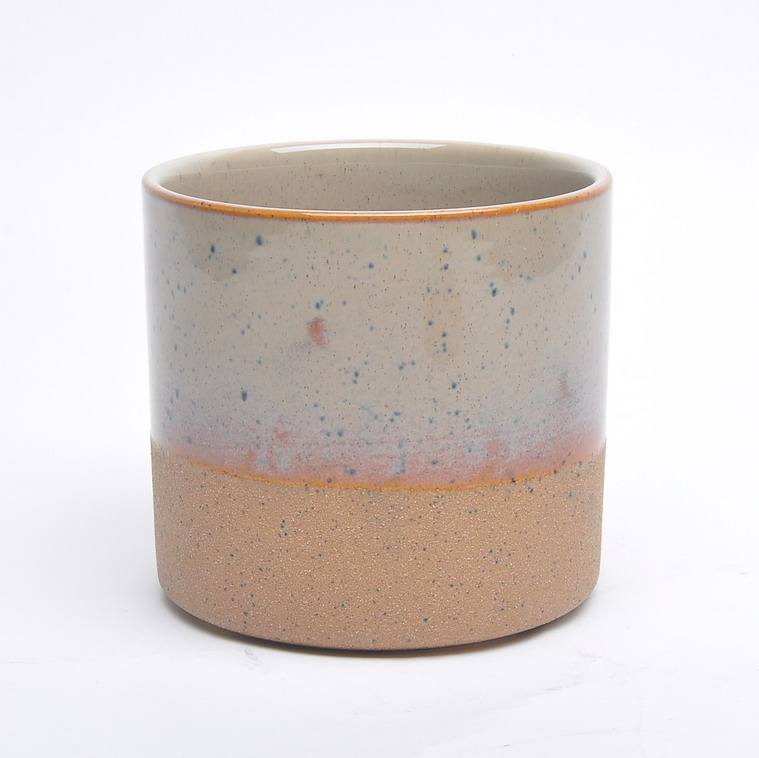 Cylinder Shape Candle Containers Ceramic Straight Side Fancy Type Colorful