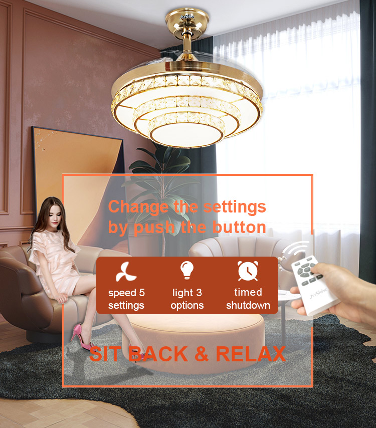 42inch ABS Blades Home Decorative Ceiling Fan with Hidden Blades and Remote Control Switch