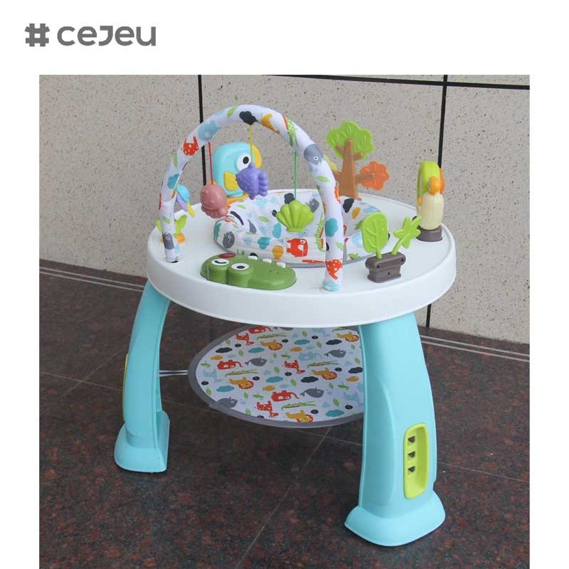 CJ-XTD-901 3-in-1 Multi-Functional Children's Activity Table Baby Walker and Interesting Building Block Set with Plastic Frame