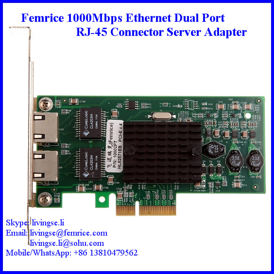 Femrice 1000Mbps RJ-45 Connector Gigabit Ethernet Server Network Card 10002PT