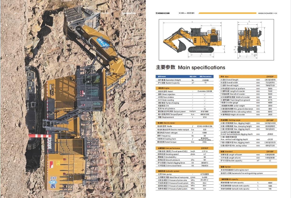 Shovel 360 Degree Drone Footage XE4000 Powerful Mining Shovel Heavy Excavator 180-200Ton