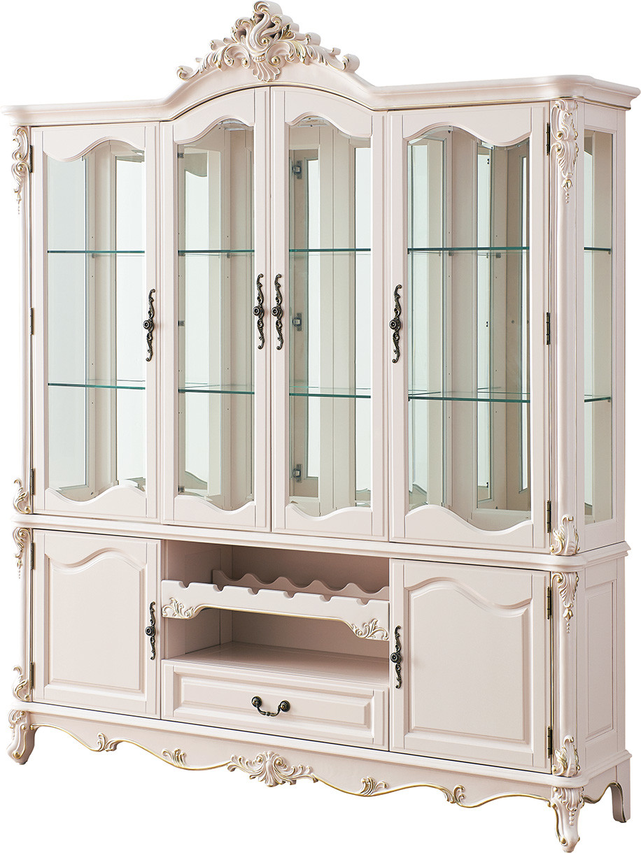 Antique Solid Wood Glass Cabinet With Drawer LF-501