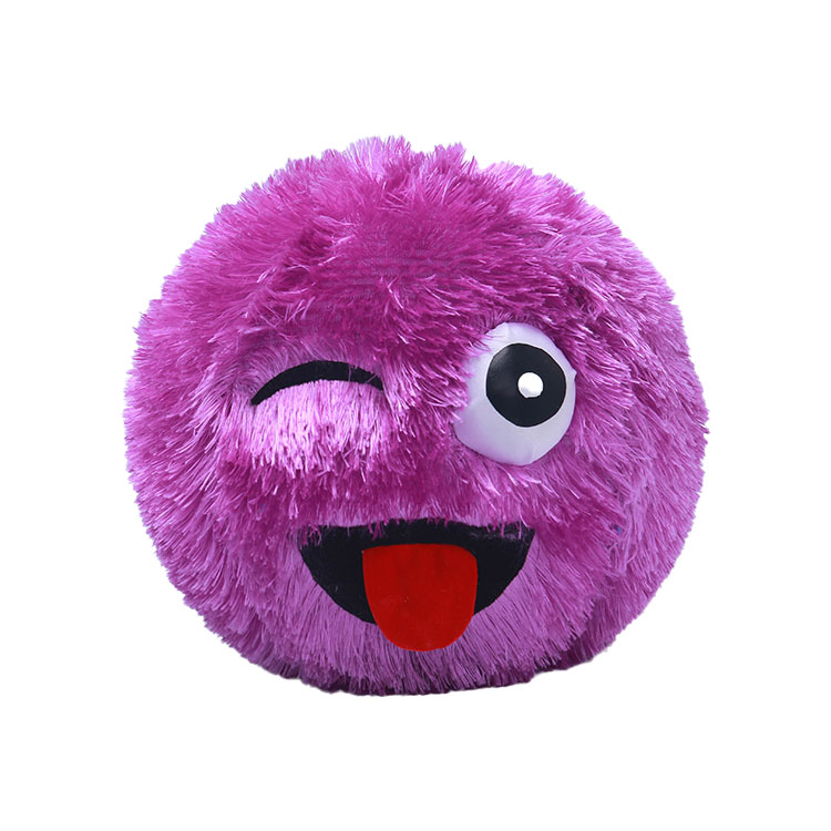Unisex 6" Purple Furry Monster Plush Round Ball Stuffed Animal Toy Alien PVC Inner Ball Material