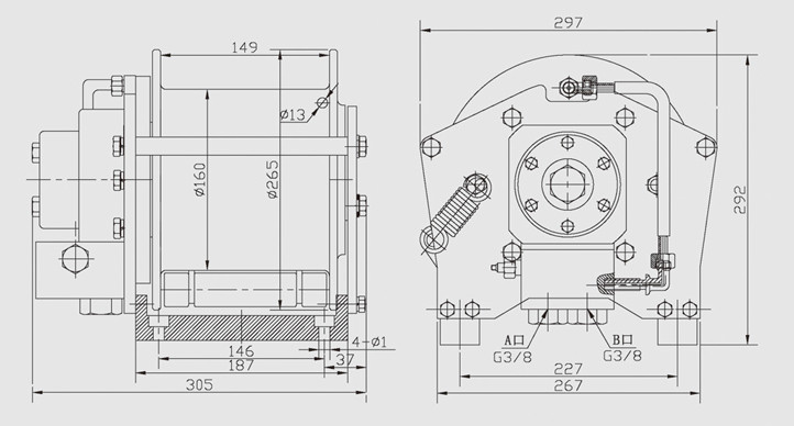3310lb 1500KG Hydraulic Hoist Winch For Drilling Rig