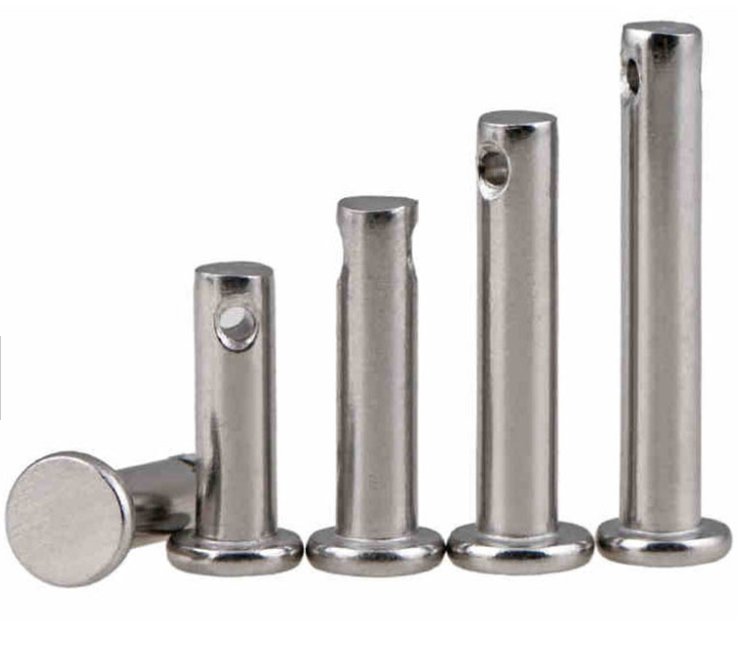 Carbon Steel Flat / Round Head Clevis Pin With Grooved Ends