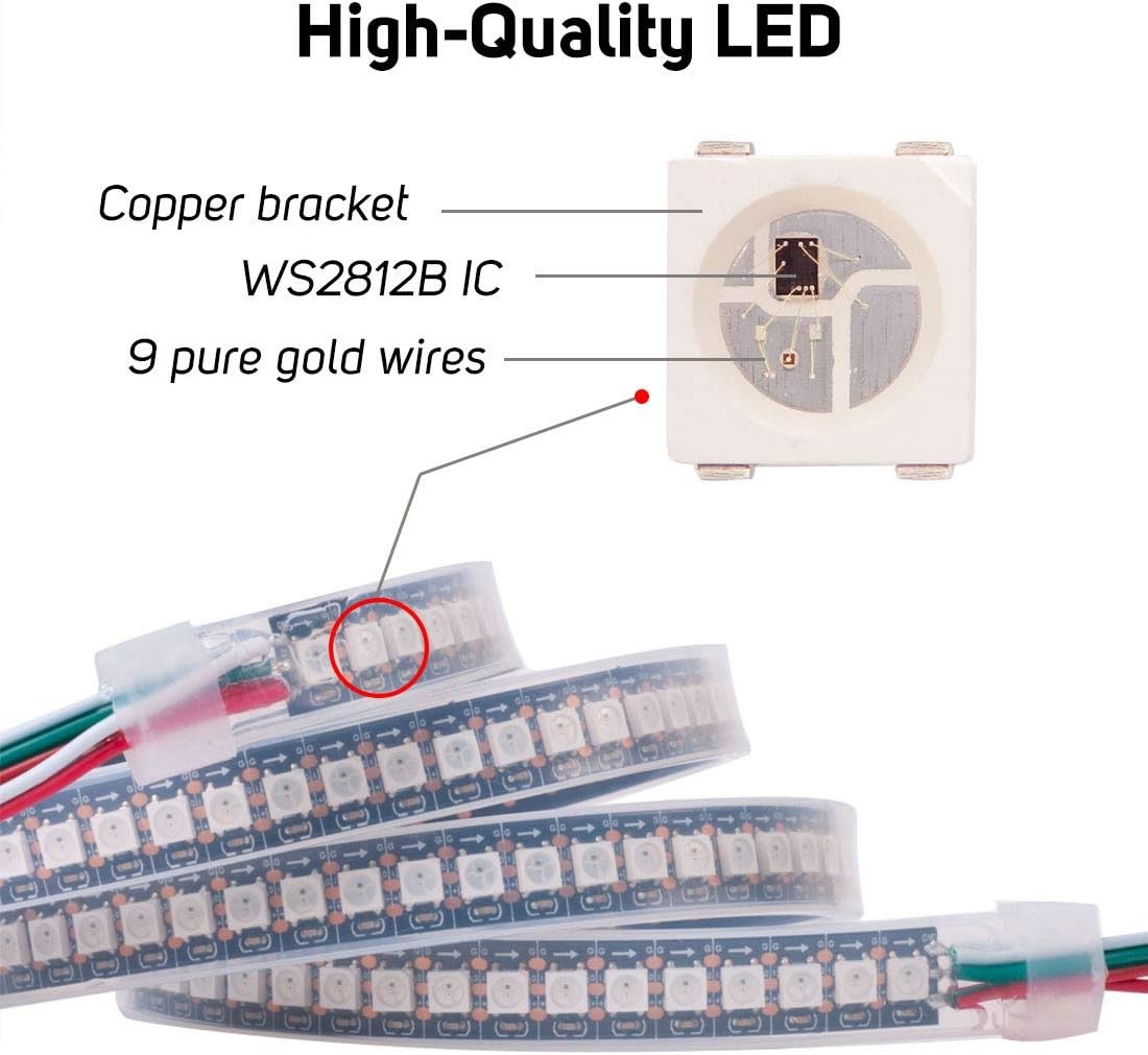 WS2812B RGB 5050SMD Individual Addressable Flexible Full Color LED Strip Dream Color IP67 waterproof DC5V strip light
