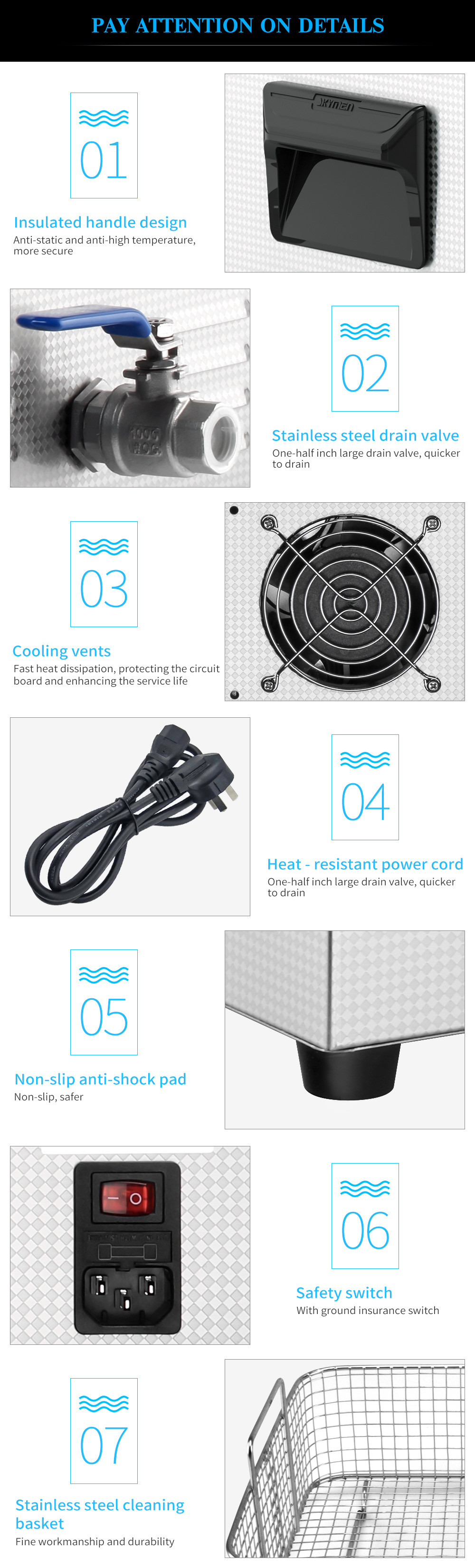 20L 5.81 Gallons Heated Ultrasonic Cleaner 480W For Aluminium Parts