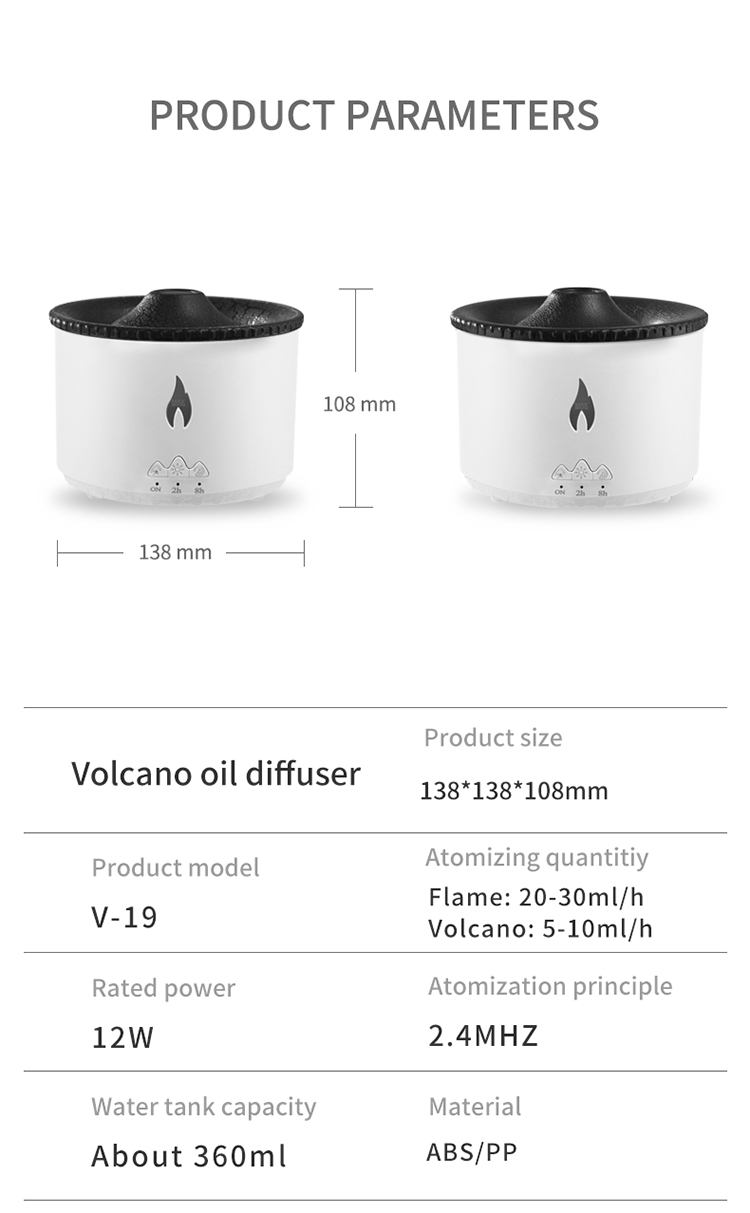 Newest Luxury Volcanic Flame Aroma Diffuser Oil Aroma 360 Diffuser Ultrasonic Scent Machine 3d Fire Flame Aroma Diffuser