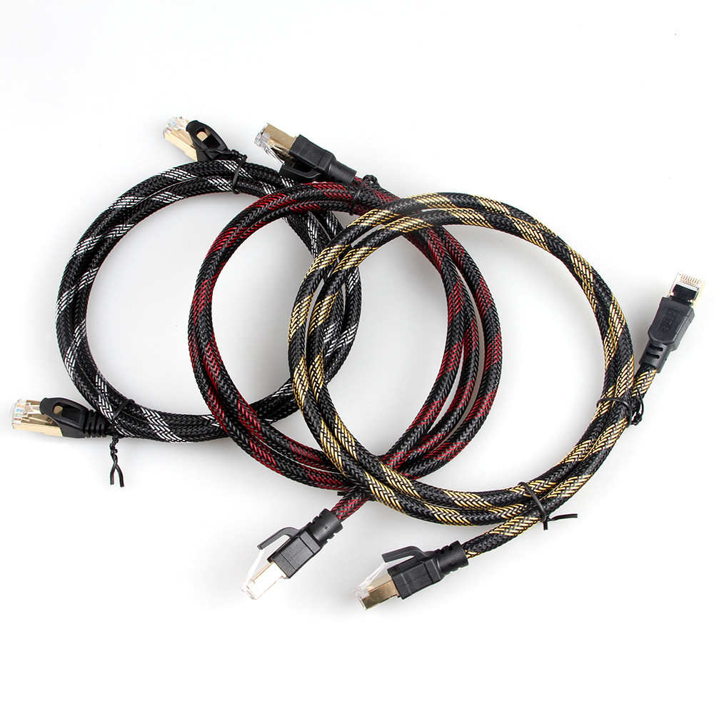 Nylon Braided Shielded Cat7 Lan Cable S/FTP BC Networking With RJ45 Connector