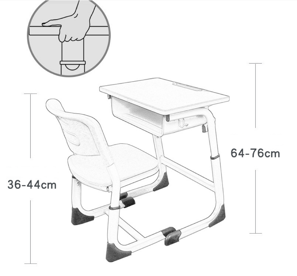 Bedroom Furniture Adjustable Single Student Table And Chair Set for Education Materials