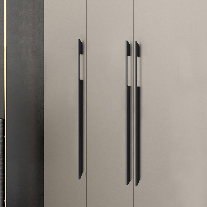 192mm Wardrobe Aluminum Long Handles Black Gold Decoration For Closet