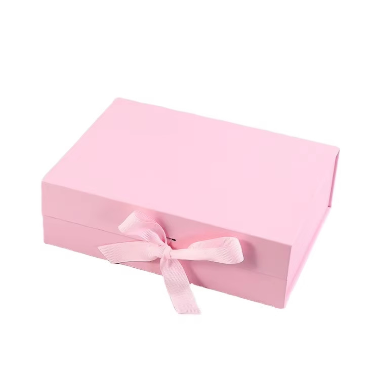 Custom Logo Size Luxury Magnetic Flip Wig Cosmetic Packaging Gift Box With Ribbon Magnetic Closure
