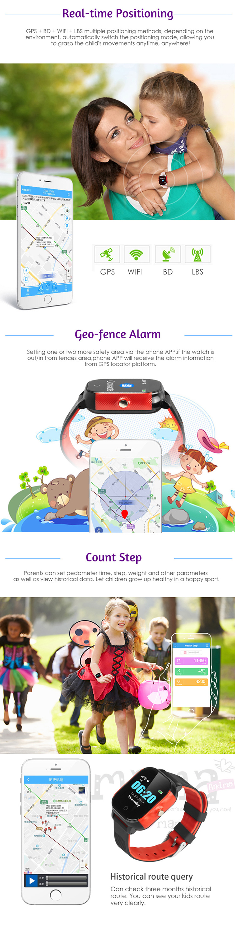 450mAh IP67 PIFA Antenna Gps Child Locator / Gps Phone Watch Child