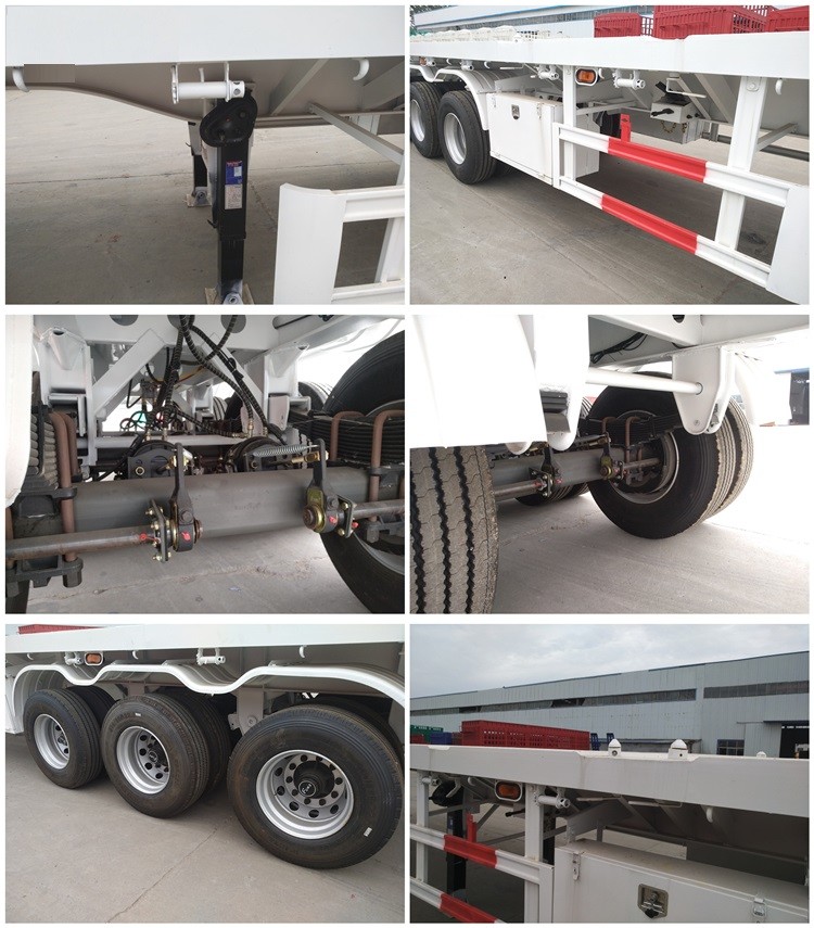3 Axle Used Flatbed Semi Trailer , 12.5m Used 40 FT Container Trailer