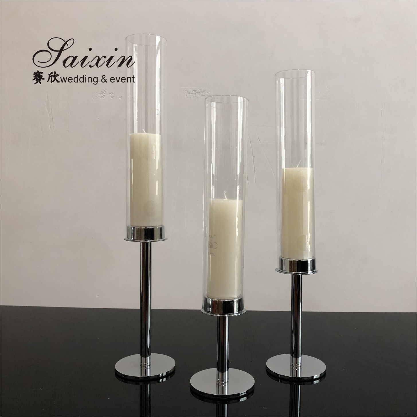 Single Rose Gold Candle Centerpieces Unity Metal Candle Holders 3 Piece Set