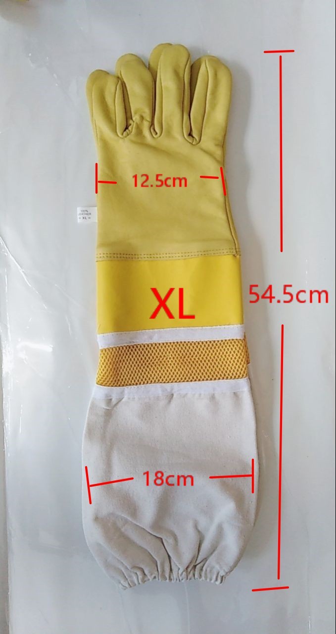 Goat Skin Bee Gloves Leather wrist protector Half Ventilated canvas cuff for Beekeeping