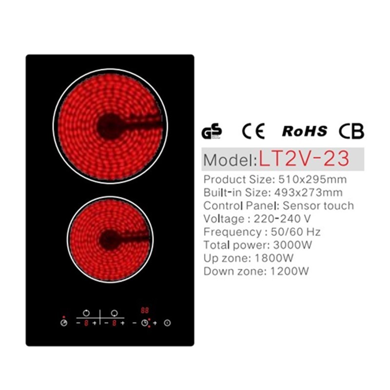 Free Standing Knob Control RoHS 2 Burner Ceramic Cooktop