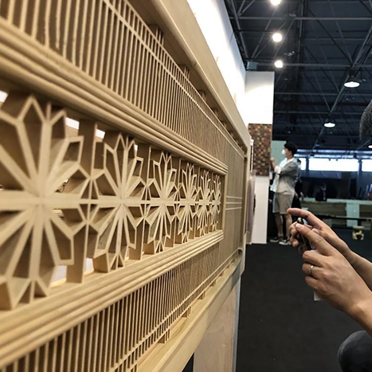 Japanese Hinoki Decorative Wood Kumiko Solid Pine Wood Partition